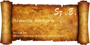 Szenczy Barbara névjegykártya